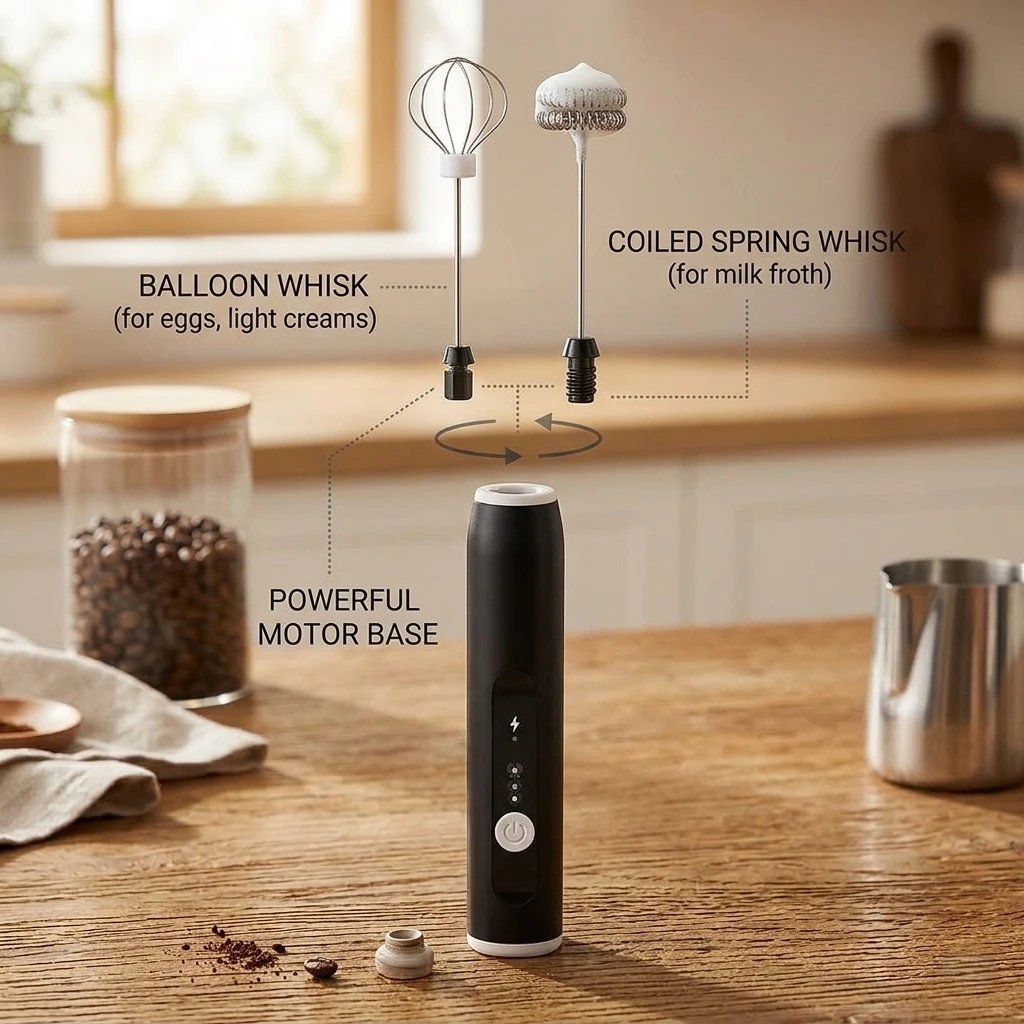 USB Rechargeable Milk Frother & whisk mixer - 3 Speed I Egg Beater I Coffee Frother