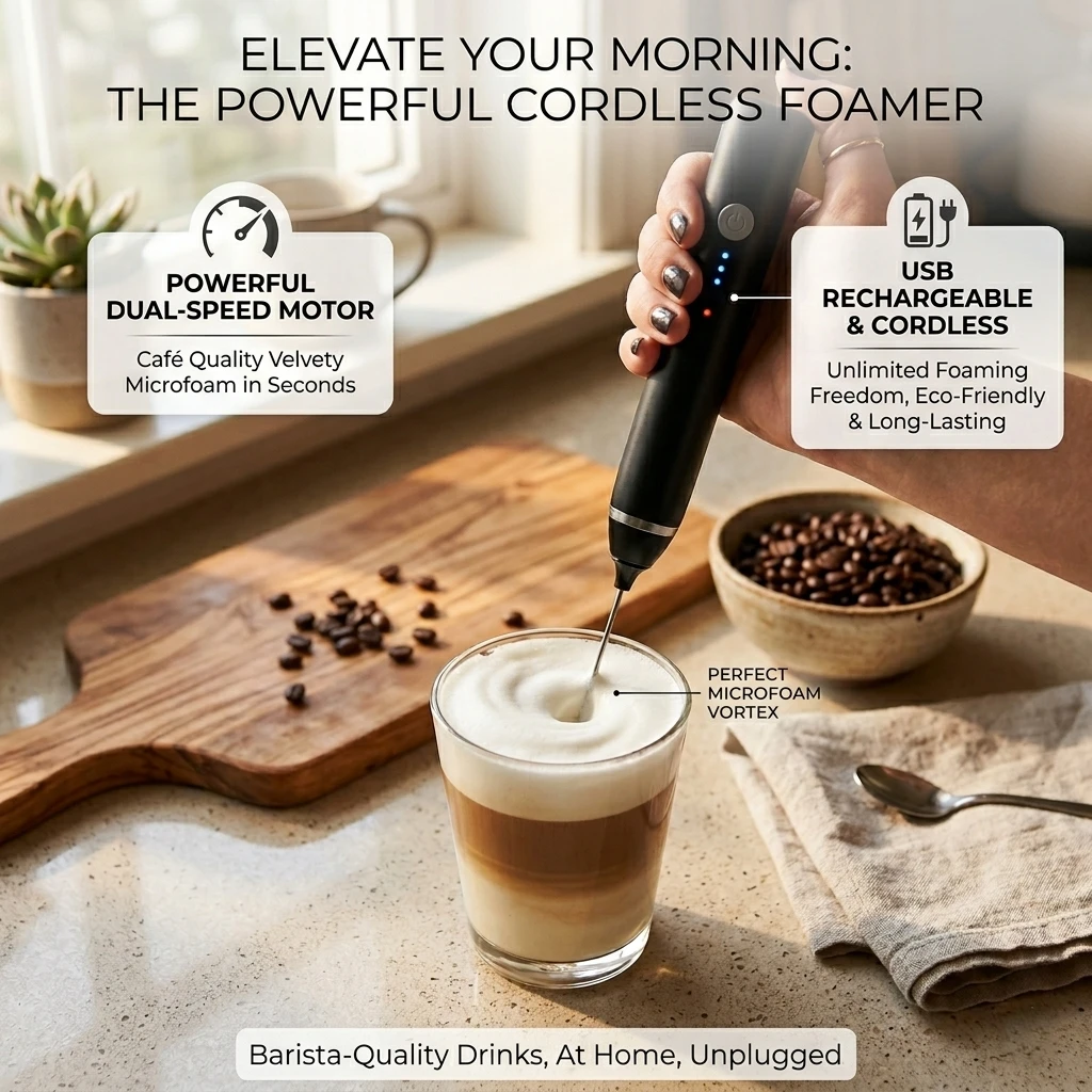 USB Rechargeable Milk Frother & whisk mixer - 3 Speed I Egg Beater I Coffee Frother